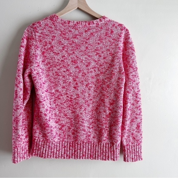 L.L.Bean 100%‎ Cotton Pullover Knit Sweater in Marled Red White, Size Medium - Picture 7 of 8